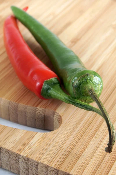 Red Green Chilis Selective Focus Green Chili Royalty Free Stock Images