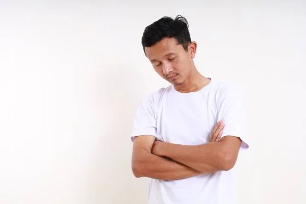 Asiatisk Rolig Man Som Står Och Sover Sömnig Idé Isolerad — Stockfoto