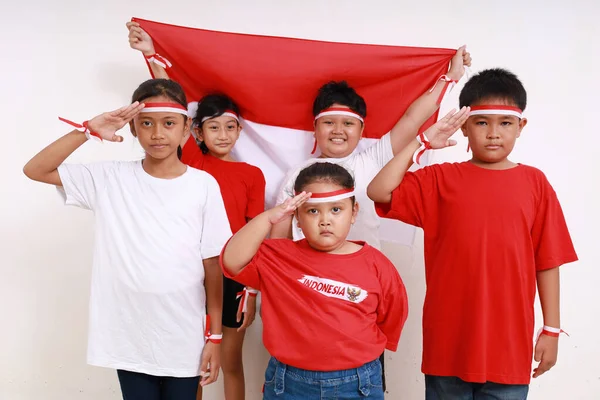 Indonesiska Barn Fira Indonesien Självständighetsdagen — Stockfoto