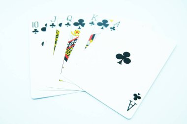 Clubs Royal Flush on white background