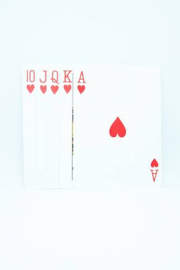 Heart  Royal Flush (All the same suit, sequence A-K-Q-J-T) in white background