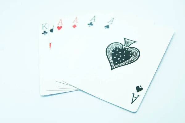 Four Kind Met Vier Azen Een Koning Poker — Stockfoto