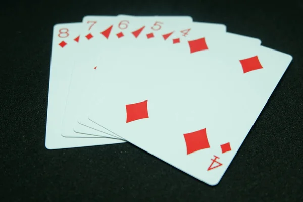Diamond Straight Flush Any Sequence All Same Suit Instance — Stock Photo, Image