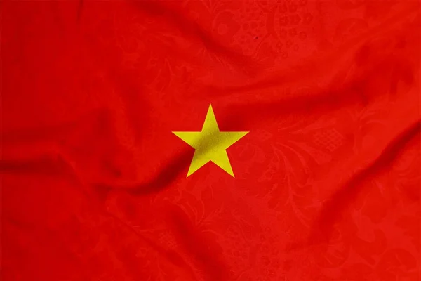 Stof Met Vietnam Vlag Motief — Stockfoto