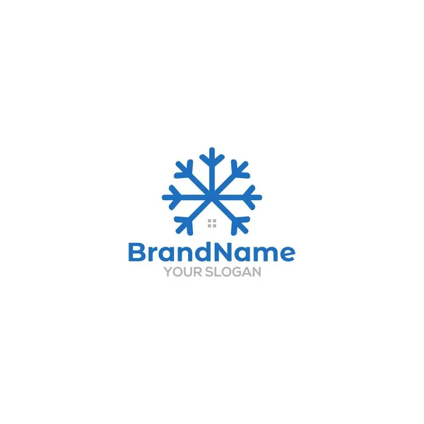 Fiocco Neve Home Logo Vettore Progettazione — Vettoriale Stock