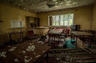 Cottages in an abandoned resort in the middle of the forest. Poland