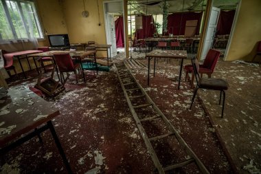 Cottages in an abandoned resort in the middle of the forest. Poland