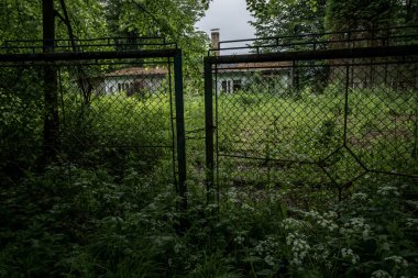 Cottages in an abandoned resort in the middle of the forest. Poland