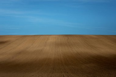 Sonbahar mevsiminde sürülen Moravya tarlalarının güzel sert manzarası. Çek Cumhuriyeti