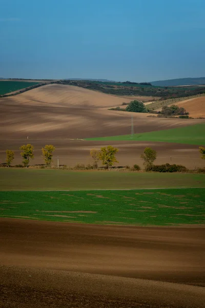 Beautiful Harsh Landscape Plowed Moravian Fields Autumn Season Czech Republic — Stock Photo, Image