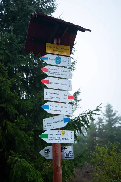 Toeristische Wegwijzer Het Bergpad Poolse Bergen — Stockfoto