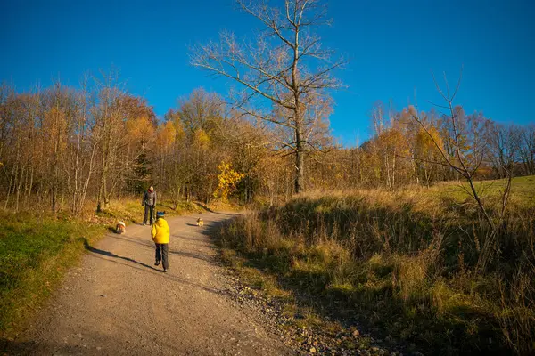 Maman Son Enfant Marchent Long Sentier Randonnée Montagne Passer Temps — Photo