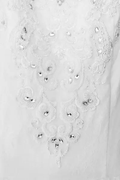 Zbliżenie Sukni Ślubnej Lub Sukni Ślubnej Sukienka Noszona Przez Pannę — Zdjęcie stockowe