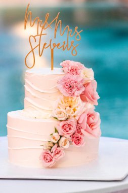 2023 San Lucas, Los Cabos, Meksika düğün pastası düğün resepsiyonlarında verilen geleneksel pastadır.