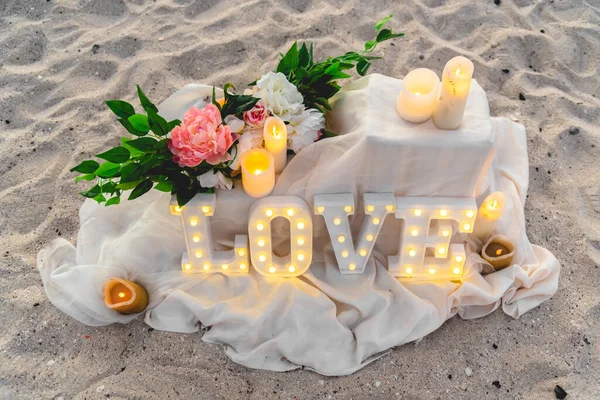 Beach Romantic dinner concept. love