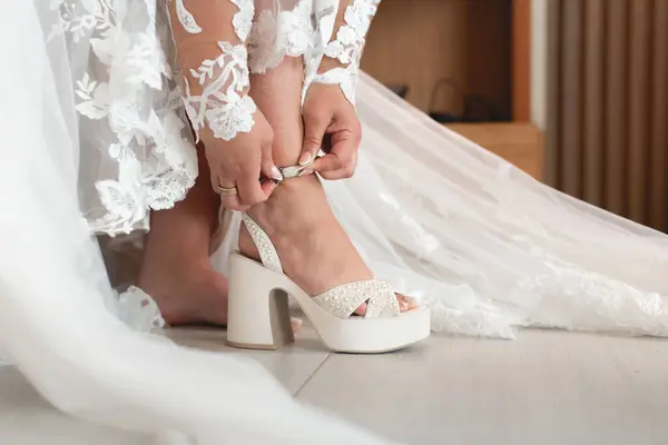 Sapatos Casamento São Acessório Muito Importante Dia Casamento Noiva Noivo — Fotografia de Stock