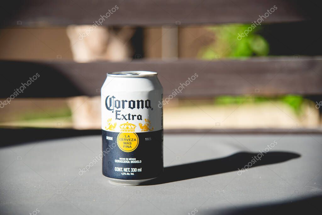 Los Cabos, Mexico - 2023- illustrative editorial, Corona Beer can