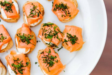 Tütsülenmiş Somon Gourmet Abur cuburlarının En İyi Görünümü 