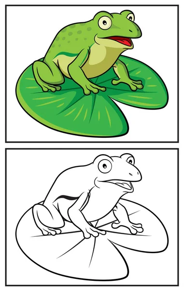 Kleurboek Schattige Kikker Kleurplaat Kleurrijke Clipart Karakter Vector Cartoon Illustratie — Stockvector