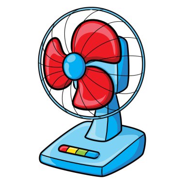 Elektrikli yelpazenin şirin bir karikatürü..
