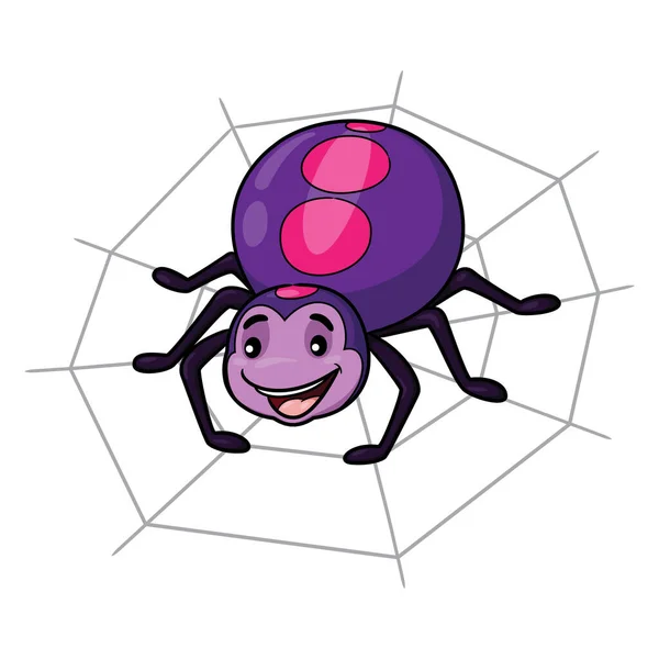 Ilustrace Roztomilého Kresleného Pavouka — Stockový vektor
