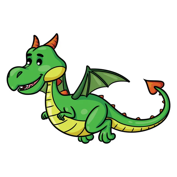 Illustration Cute Cartoon Dragon — Stock Vector