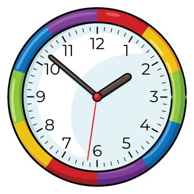 Cute cartoon illustration round wall clock. clipart