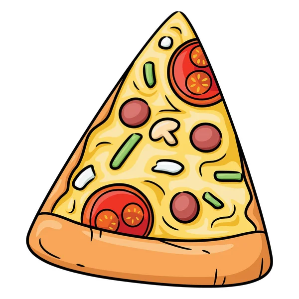 Ilustrace Roztomilé Kreslené Pizzy Plátek — Stockový vektor