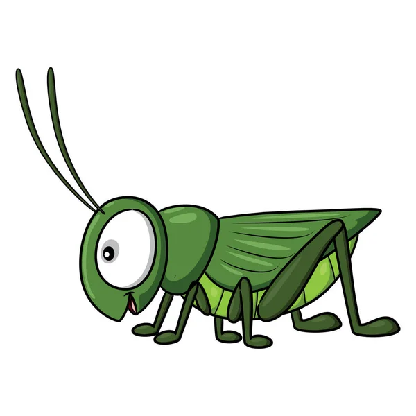 Cute Cartoon Illustration Green Grasshopper — Stock Vector