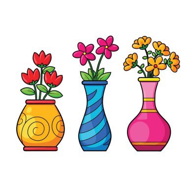 Bazı vazolarda karikatür çiçekleri tasviri.