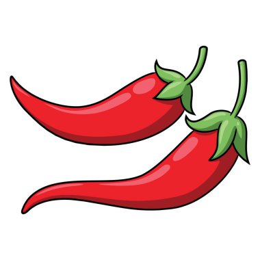 Şirin, uzun kırmızı biber çizgi film çizimi..