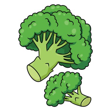 Şirin yeşil brokoli çizgi film çizimi.