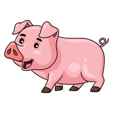 Şirin pembe domuz çizgi film çizimi