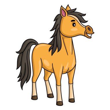 Güzel gülümseyen at çizgi filmi çizimi