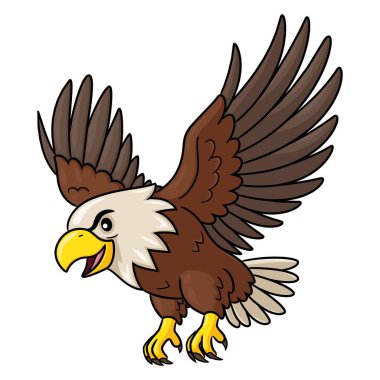 Yakalamak için uçan sevimli bir kartal çizimi.