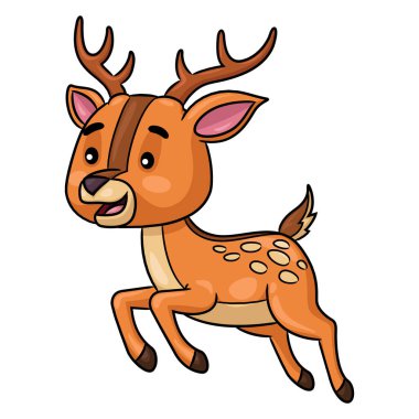 Boynuzları zıplayan sevimli bir geyik çizimi..