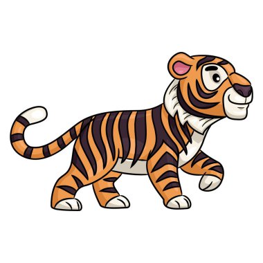 Tatlı ve sevimli çizgi film kaplan çizimi.