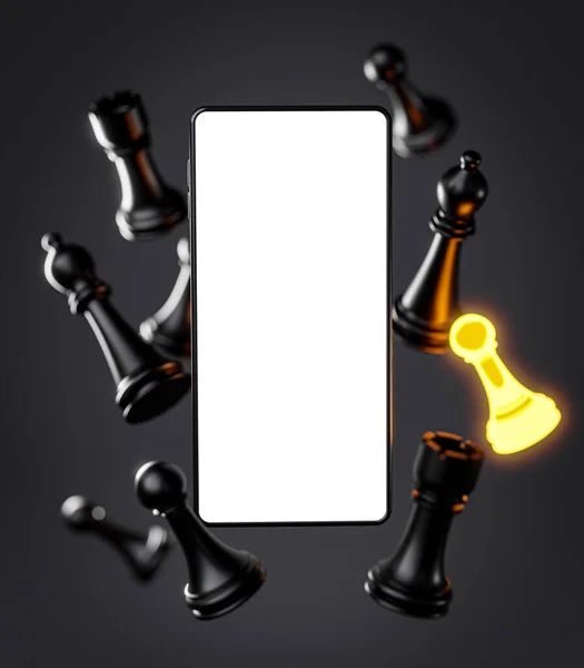 Chess Game App Smartphone Mockup Template Render — Foto de Stock