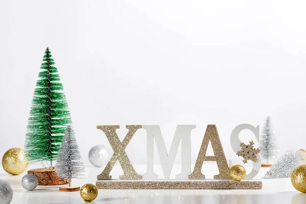 Palabra Madera Vintage Navidad Decoraciones Año Nuevo Estilo Rústico Carta —  Fotos de Stock