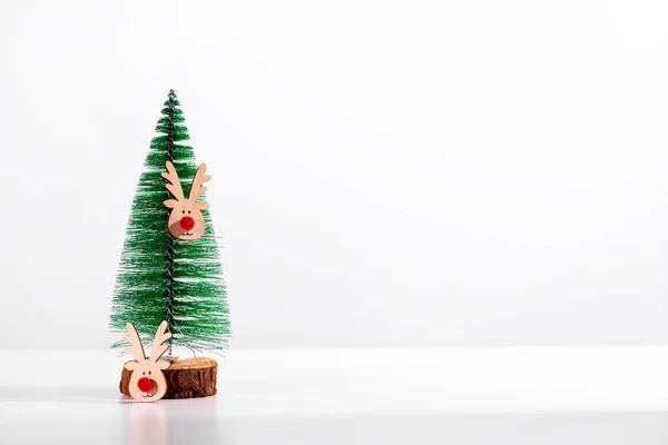 Decorações Natal Vintage Com Veados Isolados Fundo Branco — Fotografia de Stock