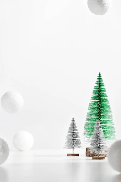 Composition Noël Avec Des Décorations Sur Fond Blanc Noël Hiver — Photo