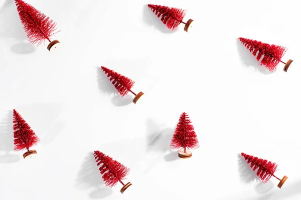 Padrão Árvore Natal Vermelho Depósito Plano — Fotografia de Stock