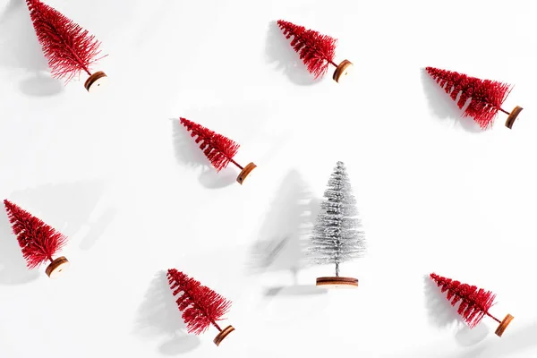 Vermelho Prata Padrão Árvore Natal — Fotografia de Stock