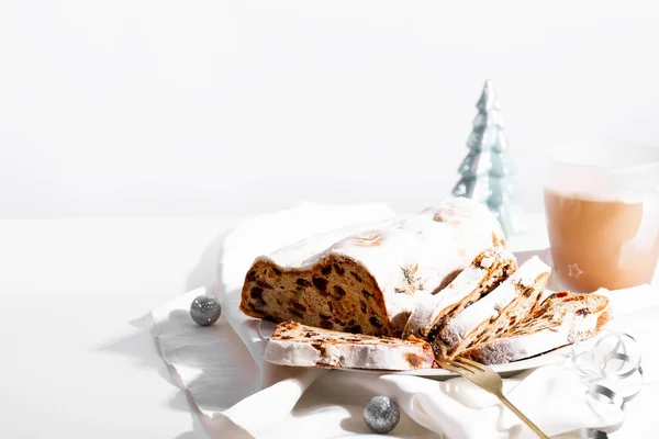Christmas Stollen Spices White Background — Stock Photo, Image