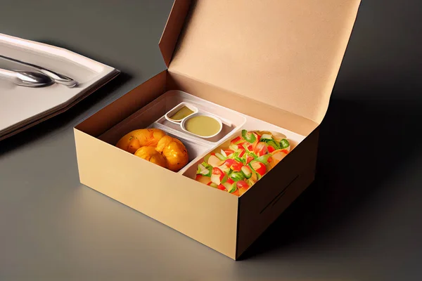 Eco friendly fast food containers from paper. Top view