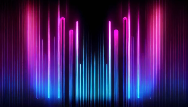 Purple pink and blue glowing neon lines