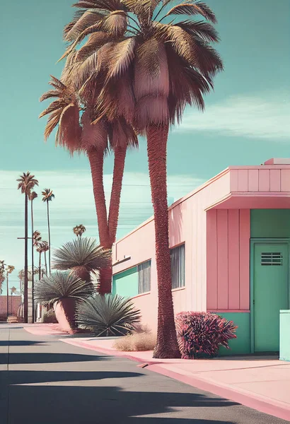 Residential California Desert Architecture in pink color