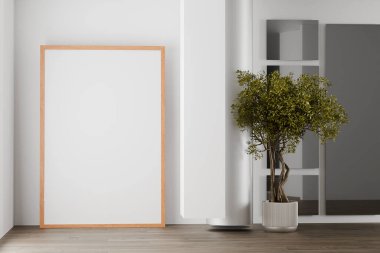 Yerdeki basit minimalist çerçeve modelleme posteri, 3D görüntüleme