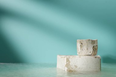 3d render beton podyum ürün görüntüleme, platform sunum taklit Kozmetik sahne kaidesi tasarımı