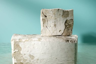 3d render beton podyum ürün görüntüleme, platform sunum taklit Kozmetik sahne kaidesi tasarımı